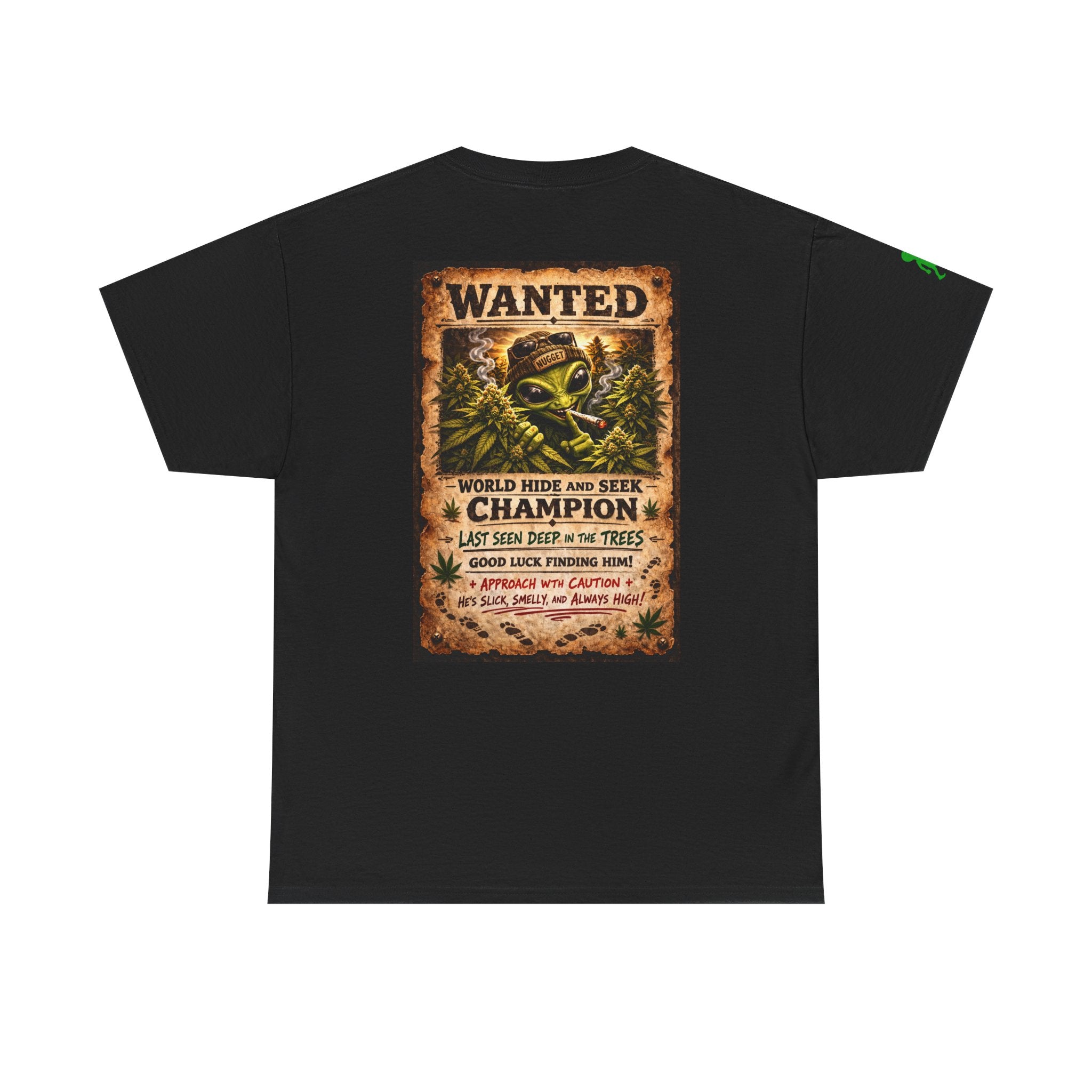Area 420: Nugget T-Shirt — 'Wanted: World Hide and Seek Champion' Alien Poster Graphic Tee