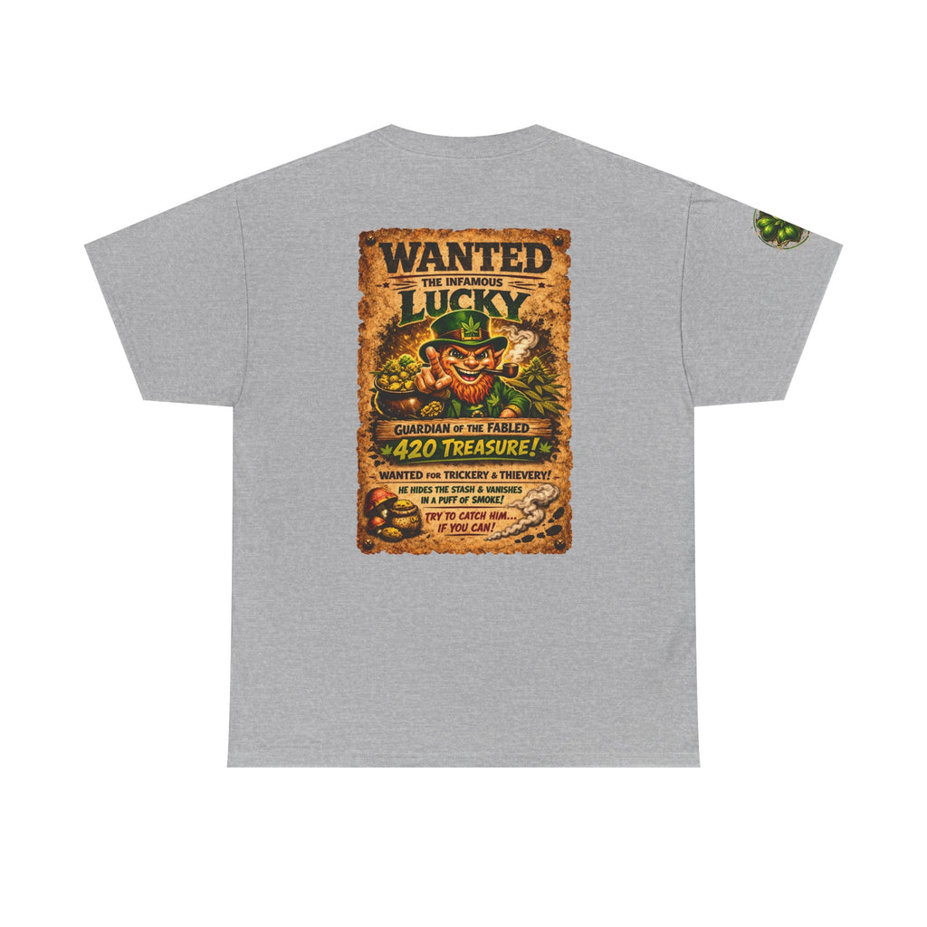 A420: Lucky Leprechaun Wanted Poster T‑Shirt